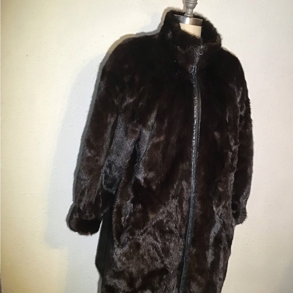 Leather fur womens lamb black reversible jacket size small - Picture 5 of 14